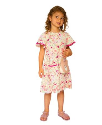  Girls' Muslin Short Sleeve Flowers Dress - Little Kid