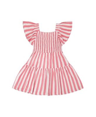  Girls' Short Sleeve Crinkle Jersey Stripes Dress - Little Kid