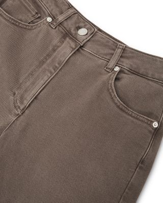 Petites Selin Mid Rise Straight Jeans in Mocha Brown