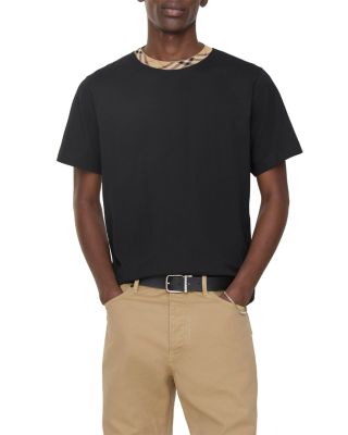 Check Trim Cotton Tee Shirt