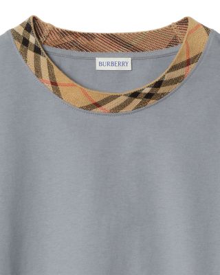 Check Trim Cotton Tee Shirt