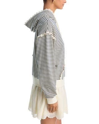 Stripe Eyelet Ruffle Sweatshirt Dress - Exclusive