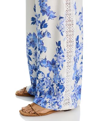 Placed Floral Lace Wide Leg Pants