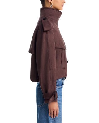 Cropped Faux Suede Trench Coat - Exclusive