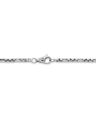 Men's Open Station Box Chain Necklace in Sterling Silver, 3mm