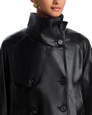 Cropped Faux Leather Trench Coat - Exclusive