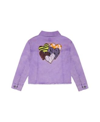 Girls' Heart Embroidery Denim Jacket - Little Kid