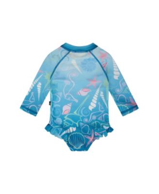 Girls' One-Piece Long Sleeve Shell Print Rashguard - Baby