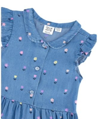  Girls' Sleeveless Flower Button Down Dress - Big Kid