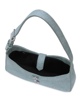 Megan Small Denim Look Leather Shoulder Bag