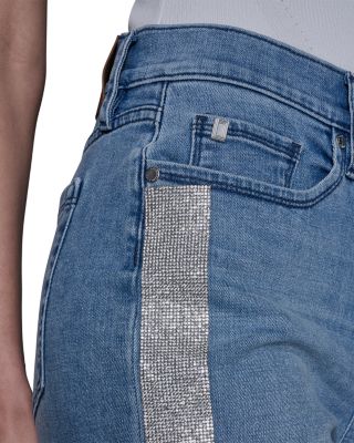 Hot Fix Stripe Straight Jeans in Brisk Blue