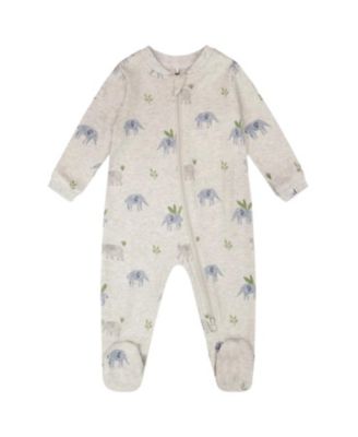  Boys' Organic Cotton Elephant Print One-Piece Pyjama - Baby