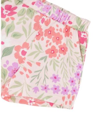 Girls' Straight Cut French Terry Flowers Shorts - Little Kid