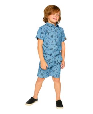 Boys' Elastic Waist Skateboards Chambray Shorts - Little Kid