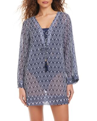 V Neck Front Tie Dress Swim Cover-Up