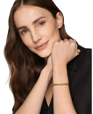 Cablespira&reg; Flex Center Station Bracelet in 18K Yellow Gold with Diamonds, 6mm