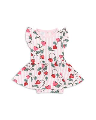 Girls' Strawberry Print Twirl Bodysuit Dress - Baby