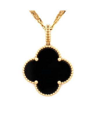  Magic Alhambra Pendant Necklace 18K Gold and Onyx, 35.5"