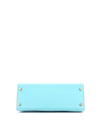 Kelly 28 Handbag Blue Epsom with Gold Hardware