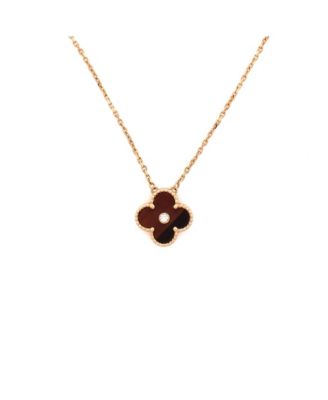 Vintage-Like Alhambra Pendant Necklace Limited Edition 18K Rose Gold and Bull's Eye with Diamond, 18.5"