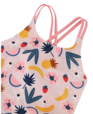Girls' One-Piece Double Crossed Straps Fruits Swimsuit - Big Kid