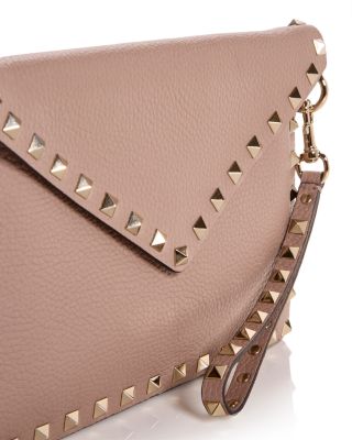 Rockstud Leather Envelope Pouch Clutch