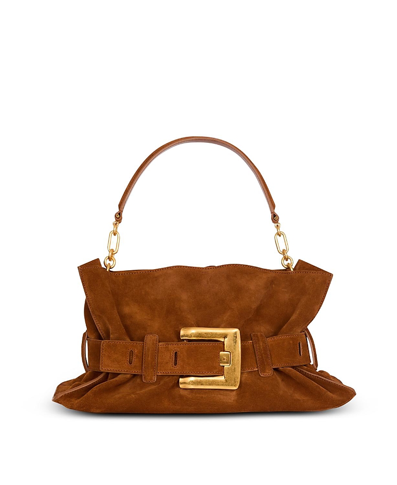 Balmain Anthem Medium Suede Leather Bag