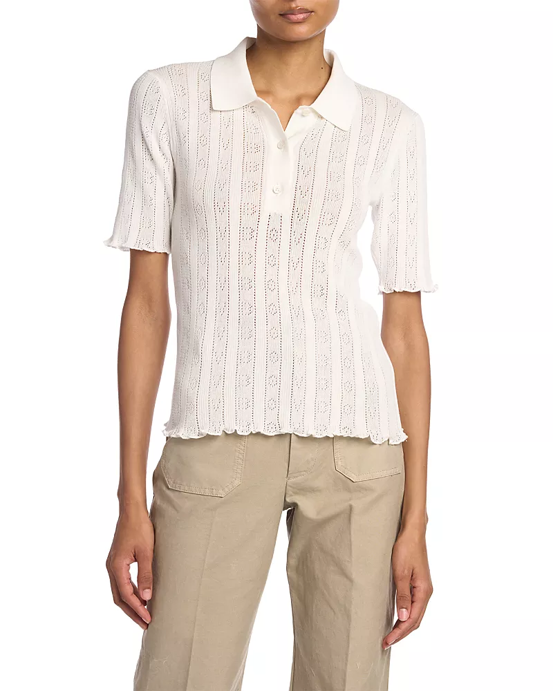 Victoria Beckham Pointelle Polo Top