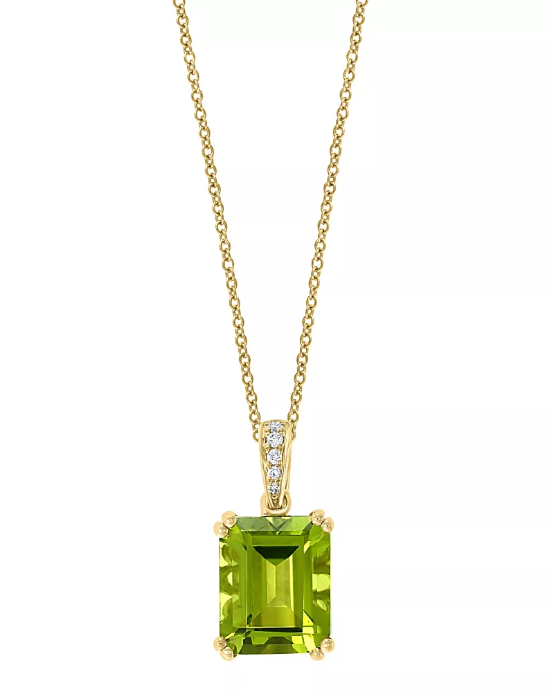 Bloomingdale's Fine Collection Peridot & Diamond Pendant Necklace in 14K Yellow Gold, 16