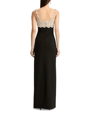 Sleeveless Mother of Pearl Embroidered Bustier Gown