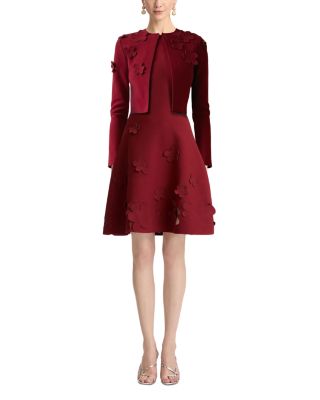 Crewneck Cropped Laser Cut Floral Jacket