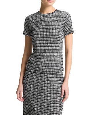 Checked Crewneck Top