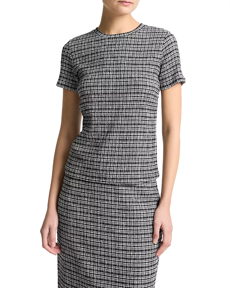 Vince Checked Crewneck Top