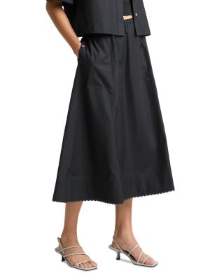 Scallop Trim Midi Skirt