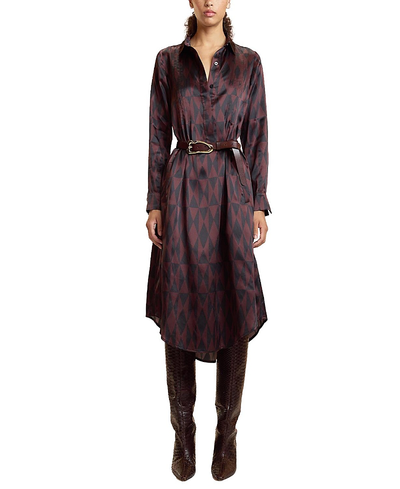 Cynthia Rowley Pintuck Silk Charmeuse Shirt Dress