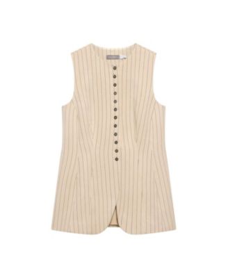  Women's Pinstripe Longline Waistcoat