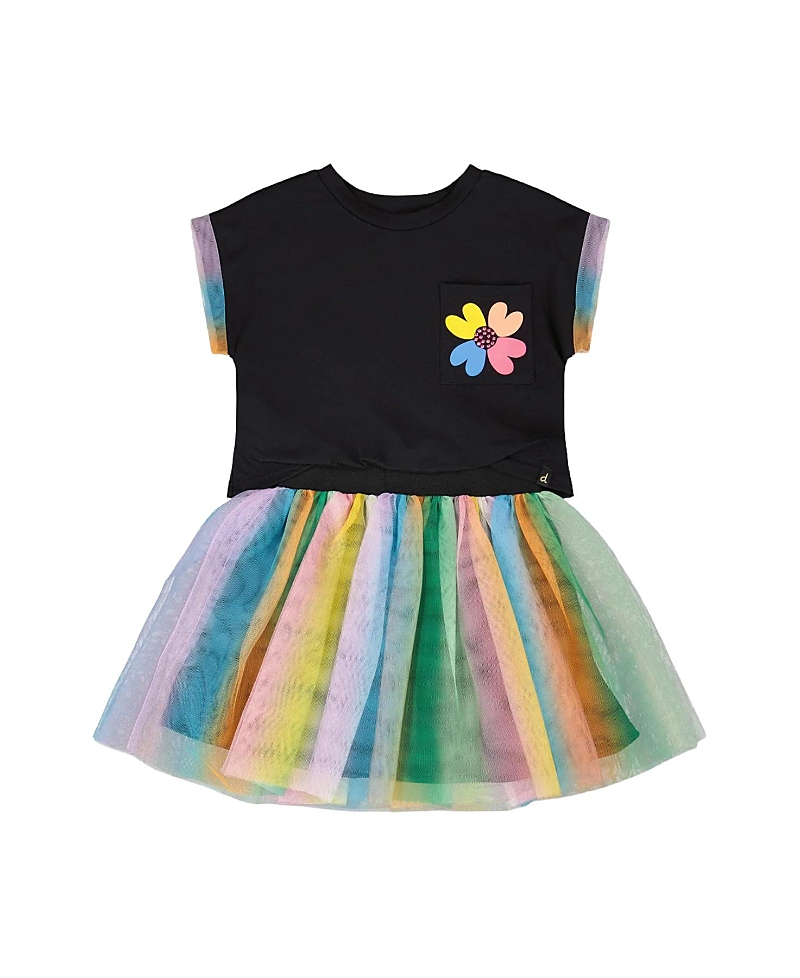 Deux par Deux Girls' Organic Cotton and Mesh Short Sleeve Dress - Big Kid