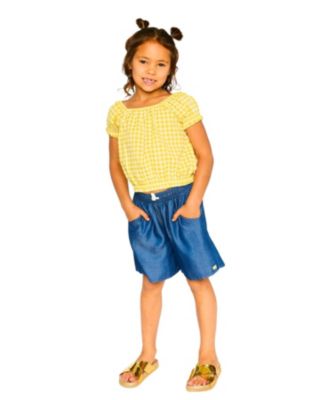 Girls' Short Sleeve Peasant Top Gingham - Little Kid
