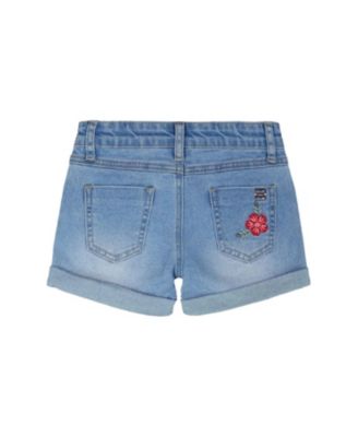 Girls' Embroidery Floral Denim Shorts - Little Kid