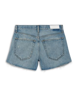 The Breezy Mid Rise Jean Shorts in Aged Worn Blue