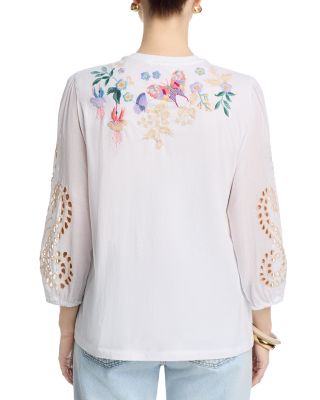 Three Quarter Sleeve Mixed Media Tee