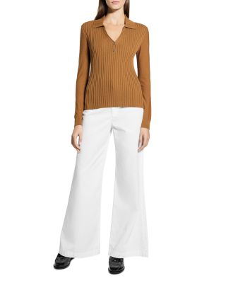 Merino Wool Ribbed Collar Sweater
