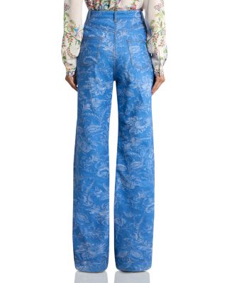 Flared High Waisted Jeans in Multi/Light Blue