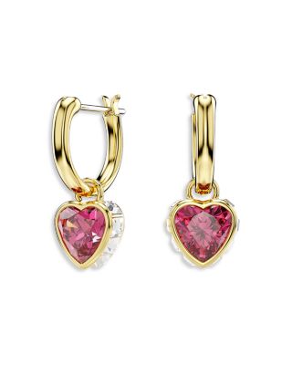 Chroma Cubic Zirconia Heart Charm Hoop Earrings