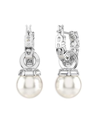 Matrix Cubic Zirconia & Imitation Pearl Charm Hoop Earrings