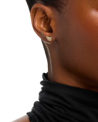 14K Yellow Gold Heart Stud Earrings