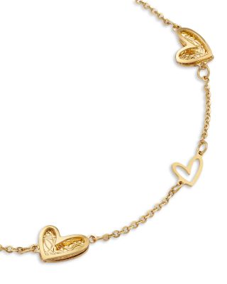 14K Yellow Gold Heart Station Bracelet
