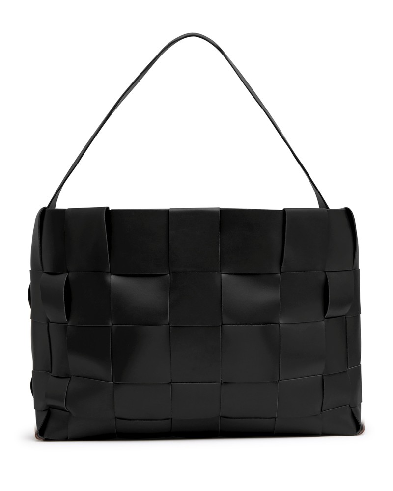 St. Agni Large Woven Leather Tote in Black