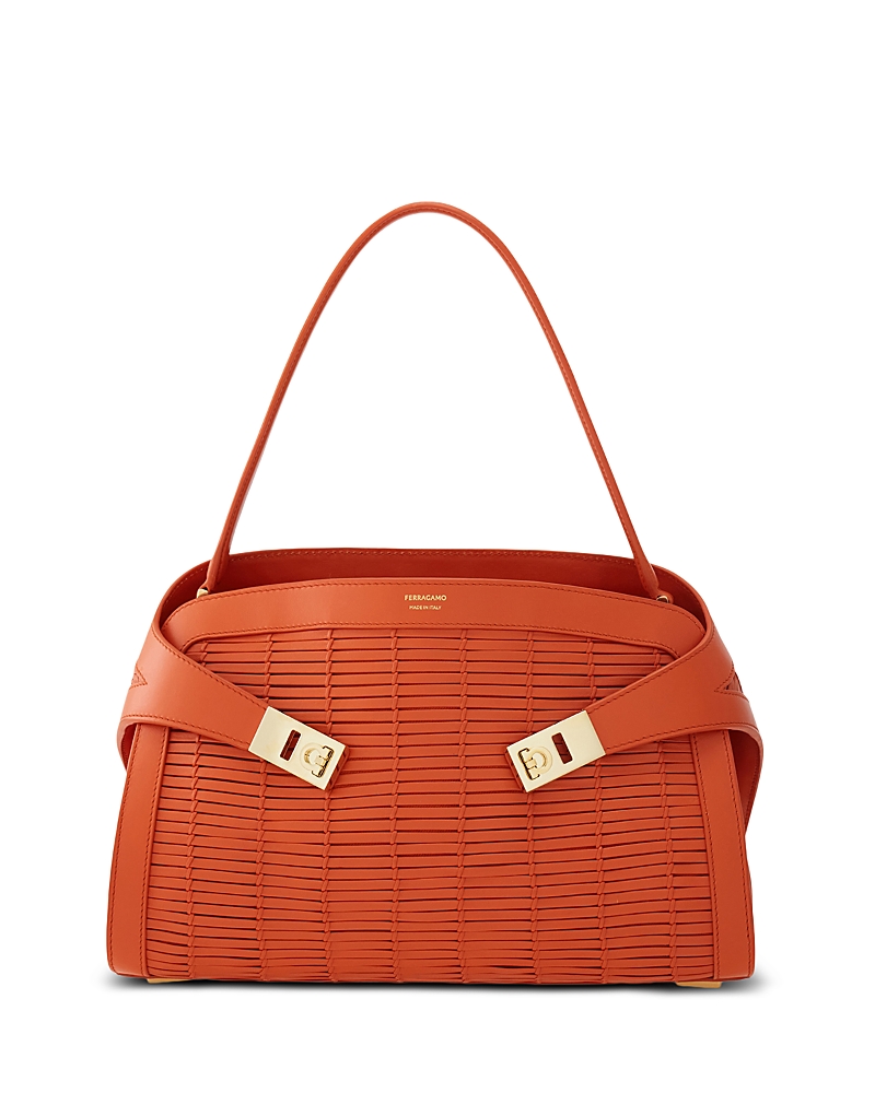 Ferragamo Hug Medium Woven Leather Handbag