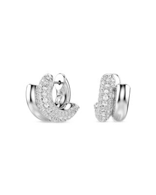 Dextera Crystal Double Row Tubular Hoop Earrings